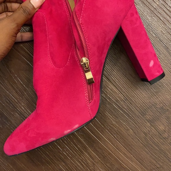 Fuchsia Suede Thigh High Chap Boots ✨ - Picture 10 of 13